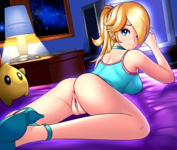  1girl anus ass bed blonde_hair blue_eyes bottomless clitoris earrings from_behind hair_over_one_eye high_heels jewelry looking_back luma_(mario) mario_(series) nintendo ponytail pussy rosalina super_mario_bros._1 super_mario_galaxy twistedscarlett60 uncensored  rating:Explicit score:174 user:chucky69