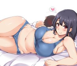 10s 1boy 1girl admiral_(kancolle) alternate_costume black_hair blush breasts cameltoe cleavage cleft_of_venus curvy dolphin_shorts fat_rolls heart kantai_collection large_breasts little_boy_admiral_(kancolle) looking_at_viewer lying micro_shorts midriff moisture_(chichi) navel on_side plump red_eyes short_hair shorts smile solo_focus spoken_heart takao_(kancolle) tank_top thick_thighs thighs wide_hips rating:Questionable score:214 user:danbooru