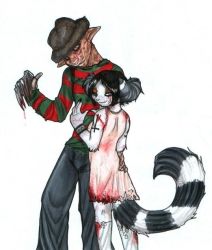  a_nightmare_on_elm_street age_difference blood blue_eyes freddy_krueger furry furry_female furry_male smile tail tail_raised zeriara  rating:Questionable score:2 user:Hentayman_13