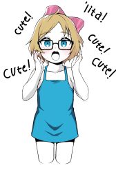  1girl artist_request bare_shoulders blonde_hair blue_dress blue_eyes body_freckles bow child collarbone dress female_focus freckles glasses hair_ornament highres looking_at_viewer open_mouth pale_skin pink_bow short_hair simple_background solo soyjak_(meme) soylita teeth tooth_gap upper_body upper_teeth_only  rating:General score:34 user:MrKrabs(Totallynotplanktonincostume)