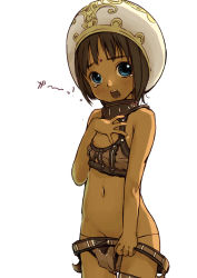  00s 1girl age_regression aged_down blue_eyes branch_(blackrabbits) brown_hair dark-skinned_female dark_skin final_fantasy final_fantasy_xi hat loli mithra_(ff11) navel nipples open_mouth petite puppet puppetmaster short_hair simple_background solo tears transformation  rating:Questionable score:71 user:180kchan