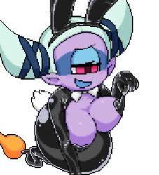 1girl akai_(ugokashitari) animated bouncing_breasts breasts fuumin_(youkai_watch) heart_pasties large_breasts lowres meme_attire one-eyed open_mouth pasties pixel_art purple_hair rabbit_ears reverse_bunnysuit reverse_outfit solo video youkai_watch  rating:Questionable score:92 user:cheezeit