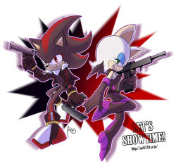 animal blue_eyes couple gun red_eyes rouge_the_bat shadow_the_hedgehog sonic_(series) weapon rating:Sensitive score:3 user:dzv