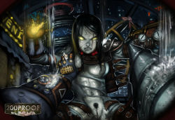 200proof angry big_sister bioshock_(series) black_hair eleanor_lamb long_hair torn_clothes yellow_eyes rating:Explicit score:20 user:microw