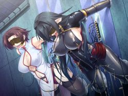2girls annerose_vajra bdsm blindfold bondage bound breasts cleavage electricity covered_erect_nipples gag game_cg garter_belt garter_straps impossible_clothes kagami_hirotaka koutetsu_no_majo_anneroze large_breasts latex_suit lee_mayfeng long_hair multiple_girls navel needle pointy_ears pussy_juice restrained ring_gag short_hair sideboob thighhighs through_wall tongue tongue_out torture wire rating:Explicit score:203 user:Chisame_Tenshi