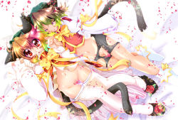 1boy 1girl animal_ears black_shorts blush bow bowtie brown_hair cat_ears cat_tail censored chen closed_eyes clothes_pull commentary_request dutch_angle feet_out_of_frame flaccid genderswap genderswap_(ftm) green_headwear hair_between_eyes hat hetero holding_hands loli long_sleeves looking_at_viewer mob_cap mosaic_censoring multiple_tails navel open_mouth panties pants pants_pull panty_pull penis pussy red_vest selfcest shirt short_hair shorts shota sleeve_bow sparkling_eyes tail tanono torn_clothes torn_shorts touhou trap two_tails underwear vest white_panties white_pants white_shirt yellow_bow yellow_neckwear rating:Explicit score:18 user:danbooru