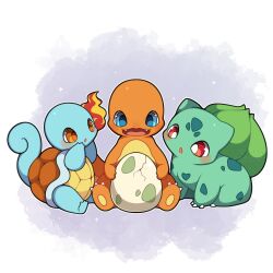 blush bulbasaur charmander claws creatures_(company) egg fire game_freak gen_1_pokemon holding looking_down nintendo open_mouth pokemon sevi_(seviyummy) shell sitting smile squirtle