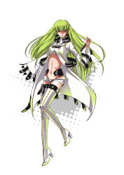  1girl adapted_costume alternate_costume boots c.c. code_geass cosplay crossover drawfag dress green_hair groin hatsune_miku hatsune_miku_(append) long_hair midriff miku_append_(cosplay) navel non-web_source short_shorts shorts solo thigh_boots thighhighs vocaloid vocaloid_append wide_sleeves yellow_eyes zero-o-clock 
