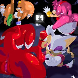  1boy 4girls amy_rose ass breasts furry instantsonic lowres multiple_girls pussy rouge_the_bat shade_the_echidna sonic_(series) sonic_chronicles:_the_dark_brotherhood tikal_the_echidna vaginal 