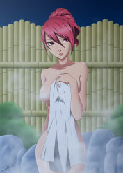  1girl alternate_hairstyle breasts censored colored_skin holding holding_towel kirijou_mitsuru large_breasts omega-deviant onsen persona persona_3 pink_eyes pink_hair solo towel white_skin  rating:Explicit score:39 user:mitsurulover