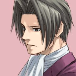  1boy animated animated_gif black_hair capcom ascot curtained_hair formal grey_eyes ace_attorney lowres male_focus miles_edgeworth sato-pon solo suit  rating:Sensitive score:12 user:danbooru