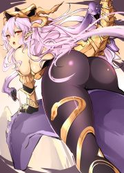 10s 1girl absurdres armor artist_request ass bare_shoulders bodysuit breasts elbow_gloves frown gloves granblue_fantasy hair_between_eyes headpiece helmet highres huge_ass long_hair looking_at_viewer looking_back medusa_(shingeki_no_bahamut) open_mouth pointy_ears red_eyes shadow shingeki_no_bahamut shiny_clothes silver_hair small_breasts solo tail very_long_hair rating:Questionable score:34 user:armorcrystal