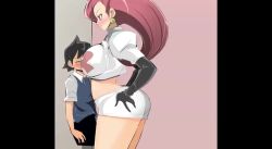  age_difference animated ash_ketchum ass black_hair breasts creatures_(company) femdom game_freak gloves jessie_(pokemon) large_breasts latex latex_gloves miniskirt name_john nintendo pokemon pokemon_(anime) pokemon_(classic_anime) purple_hair pushing red_hair shota skirt smother team_rocket video  rating:Questionable score:478 user:Mihal_pavlovich