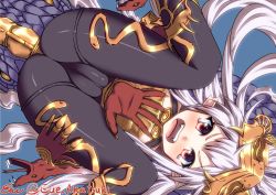 10s 1girl animal armor artist_name ass black_pantyhose blue_background blush bodystocking breastplate cameltoe d: d:&lt; embarrassed eue fangs fat_mons fingernails giant_snake gloves granblue_fantasy headpiece long_fingernails long_hair looking_at_viewer medusa_(shingeki_no_bahamut) open_mouth oversized_animal pantyhose pointy_ears red_eyes red_gloves reptile scales sharp_fingernails shingeki_no_bahamut simple_background snake snake_hair solo tears teeth thighband_pantyhose twitter_username v-shaped_eyebrows very_long_hair white_hair rating:Questionable score:27 user:danbooru