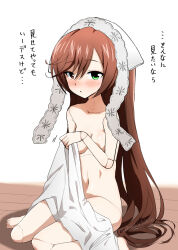  blush bonnet brown_hair covering_breasts covering_privates doll doll_joints green_eyes joints red_eyes rozen_maiden suiseiseki  rating:Questionable score:8 user:BruhCringe69