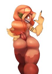  1girl 8chan ammit-chan animal_hands ass big_hair dark-skinned_female dark_skin drawfag female_focus from_behind grin hand_on_own_hip happy huge_ass long_hair meme monster monster_girl nerdbayne nude open_mouth pointing pointy_ears sharp_teeth shiny_skin smile solo tail teeth thick_thighs thighs wide_hips  rating:Questionable score:31 user:Avalugg