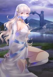 1girl absurdres bound bound_ankles bound_wrists breasts cloth_gag corrin_(female)_(adrift)_(fire_emblem) corrin_(female)_(fire_emblem) corrin_(fire_emblem) dress fire_emblem fire_emblem_fates fire_emblem_heroes gag gagged highres improvised_gag large_breasts long_hair looking_at_viewer narutorenegado01 nintendo over_the_mouth_gag red_eyes single-shoulder_dress single_bare_shoulder solo white_dress white_hair  rating:Sensitive score:5 user:InsanezillaXL