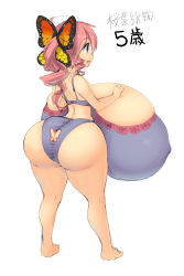 1girl absurdres ass ass_cutout bare_shoulders blue_eyes bra breasts butt_crack clothing_cutout curvy drill_hair female_focus gigantic_breasts grey_bra highres huge_ass keyhole_panties lace lace-trimmed_bra lace_trim lingerie magister narrow_waist original panties pink_hair purple_bra purple_panties sakuraba_himari_(magister) text_focus thick_thighs thighs translation_request underwear wide_hips rating:Questionable score:118 user:Juni221