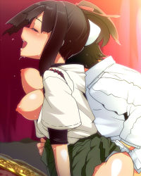 10s 1boy 1girl admiral_(kancolle) ass bouncing_breasts breasts breasts_out clothed_sex clothes_lift from_side hetero hyudora ise_(kancolle) kantai_collection large_breasts military military_uniform nipples open_mouth puffy_nipples sex skirt skirt_lift unaligned_breasts uniform rating:Explicit score:20 user:danbooru