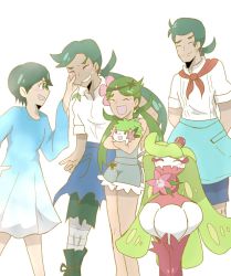 2boys 2girls abe_(pokemon) brother_and_sister creatures_(company) dark-skinned_male dark_skin family father_and_daughter father_and_son flower game_freak gen_4_pokemon gen_7_pokemon green_eyes green_hair hair_flower hair_ornament haruka_(hijio-sun) husband_and_wife legendary_pokemon long_hair mallow&#039;s_mother_(pokemon) mallow_(pokemon) mother_and_daughter mother_and_son multiple_boys multiple_girls mythical_pokemon nintendo pokemon pokemon_(anime) pokemon_(creature) pokemon_sm pokemon_sm_(anime) shaymin siblings tsareena ulu_(pokemon)