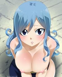  1girl bare_shoulders blue_eyes blue_hair breast_focus breasts breasts_out cleavage fairy_tail female_focus gaston18 huge_breasts juvia_lockser kneeling large_breasts long_hair looking_at_viewer nipples outdoors source_request tagme topless  rating:Explicit score:22 user:anonymoususer64