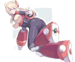  1girl alia_(mega_man) android arm_cannon armor blonde_hair blue_eyes capcom highres huanxiang_huifeng mega_man_(series) mega_man_x_(series) takamiyadaira weapon  rating:Questionable score:36 user:Kalkonen123