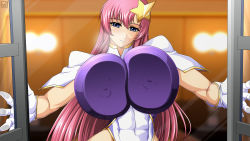 00s 1girl abs against_glass bare_shoulders blue_eyes breast_press breasts breath covered_erect_nipples covered_navel curvy fourth_wall gloves gundam gundam_seed gundam_seed_destiny highres huge_breasts leotard long_hair looking_at_viewer meer_campbell parted_lips pink_hair ren_(tainca2000) shiny_clothes shiny_skin smile solo very_long_hair wide_hips rating:Questionable score:41 user:armorcrystal