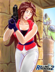  1girl gun highres leila_blitz namco rolling_thunder_(game) tagme weapon  rating:Sensitive score:1 user:AlexAce21