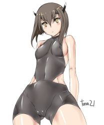  10s 1girl artist_name bare_shoulders bike_shorts brown_eyes brown_hair cameltoe covered_navel cowboy_shot hair_between_eyes headphones highres kantai_collection simple_background solo taihou_(kancolle) tuna21 white_background  rating:Questionable score:19 user:danbooru