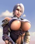  3d animated batesz bouncing_breasts breasts cleavage earrings eyeshadow huge_breasts implied_sex isabella_valentine jewelry lips lipstick looking_at_viewer makeup short_hair silver_hair smile solo soul_calibur underboob video  rating:Questionable score:140 user:Juni221