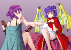  2girls absurdres blue_hair blush commission dragon_wings feet fire_emblem fire_emblem:_the_sacred_stones foot_worship highres licking licking_foot long_hair lute_(fire_emblem) multiple_girls myrrh_(fire_emblem) nintendo oirin pixiv_commission purple_eyes purple_hair red_eyes soles toes wings yuri  rating:Questionable score:40 user:FabricioDias