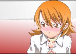  angry atlus blush brown_eyes choker orange_hair persona persona_3 segami_daisuke short_hair solo takeba_yukari tsundere  rating:Sensitive score:11 user:danbooru