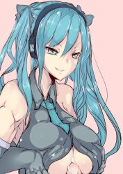 1girl aqua_eyes aqua_hair breasts cool-kyou_shinja cum cum_on_body cum_on_breasts cum_on_clothes cum_on_upper_body elbow_gloves gloves hatsune_miku hetero large_breasts long_hair muscular muscular_female paizuri paizuri_under_clothes penis penis_under_another&#039;s_clothes sagging_breasts smile solo_focus twintails uncensored vocaloid rating:Explicit score:48 user:danbooru