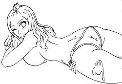 absurdres ass bikini breasts fairy_tail highres mirajane monochrome sideboob swimsuit topless rating:Questionable score:5 user:asd001