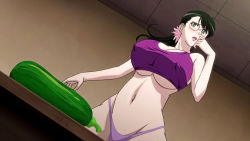  00s ass black_hair breasts cattleya_(queen&#039;s_blade) covered_erect_nipples curvy flower food glasses groin highres huge_ass huge_breasts mature_female open_mouth panties queen&#039;s_blade thong underwear vegetable wide_hips  rating:Questionable score:93 user:Holdencfield