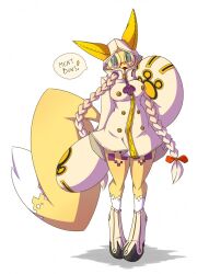  1girl black_sclera blazblue colored_sclera cosplay digimon digimon_(creature) female_focus fox highres original renamon solo tail taokaka taokaka_(cosplay) 