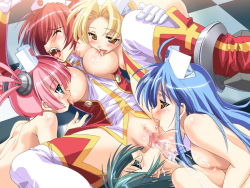 5girls breast_sucking breasts censored character_request cunnilingus floor lying multiple_girls nurse oral orgasm pussy pussy_juice saliva source_request teamwork tongue yuri rating:Explicit score:21 user:atrack