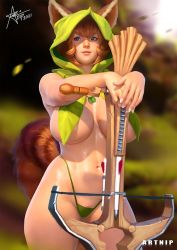 animal_ears artnip bow_(weapon) breast_curtains breasts crossbow defense_of_the_ancients dota_(series) hood huge_breasts humanization panties personification revealing_clothes squirrel_ears squirrel_tail string_panties tail underwear weapon wide_hips rating:Sensitive score:52 user:Liberius1