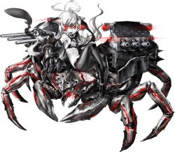  1girl abyssal_ship ahoge crab full_body glowing kantai_collection new_battleship_princess official_art shinkaisei-kan solo transparent_background zeco 