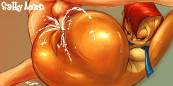  1girl anal anus ass breasts cum cum_in_ass furry gradient_background highres long_image penis sally_acorn sam_wells simple_background sweat wide_image  rating:Explicit score:36 user:eingere