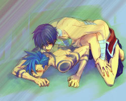  00s 2boys anal blue_hair blush clenched_teeth closed_eyes clothed_male_nude_male clothed_on_nude doggystyle garlock_simon kamina_(ttgl) male_focus male_penetrated multiple_boys nude sex sex_from_behind simon_(ttgl) teeth tengen_toppa_gurren_lagann topless_male wince yaoi  rating:Explicit score:45 user:ladylittner