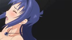  1girl animated animated_gif blue_hair bouncing bouncing_breasts breasts covered_erect_nipples gradient_background head_back head_thrown_back hip_focus huge_breasts jiggle large_areolae long_hair long_nipples maken-ki! nijou_aki nipples open_mouth panties puffy_nipples simple_background solo stick_nipples takami_akio thighs topless underwear  rating:Questionable score:104 user:Fiddle