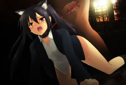 1boy 1girl all_fours animal_ears black_hair blush bottomless breasts brown_eyes cat_ears censored collar female_focus hetero human_pet indoors k-on! kaiga leash leash_pull loli mosaic_censoring nakano_azusa no_panties pet_play petgirl pussy_juice rape school_uniform sex sex_from_behind small_breasts tears twintails rating:Explicit score:64 user:tanaab1234567890