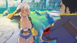  1girl animated ass blazblue bouncing_breasts breasts bullet_(blazblue) cleavage cum game large_breasts tagme video 