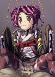  1boy 1girl 4shi arthropod_girl clothes_lift cowgirl_position cum cum_in_pussy entoma_vasilissa_zeta grey_background highres japanese_clothes kimono monster_girl overlord_(maruyama) saliva sex simple_background solo_focus stomach straddling tagme tape tape_on_pussy thighhighs vaginal  rating:Explicit score:173 user:Medzy