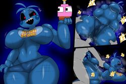1boy 1girl animatronic arm_grab ass ass_grab black_sclera blue_skin breast_press breasts chica colored_sclera colored_skin enigi09 five_nights_at_freddy&#039;s grabbing grabbing_another&#039;s_ass grabbing_another&#039;s_breast grabbing_from_behind grey_skin heart highres huge_ass huge_breasts large_penis looking_at_viewer lying open_mouth penis prone_bone sex sex_from_behind smile speech_bubble testicles vaginal