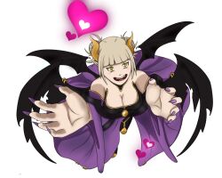 1girl boku_no_hero_academia breasts digimon female_focus heart horns large_breasts lilithmon lilithmon_(cosplay) looking_at_viewer nail_polish smile solo wings