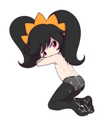 1girl ashley_(warioware) ass back black_hair black_pantyhose crossed_arms cum cum_on_ass cum_on_back cum_on_body cum_on_clothes cum_on_feet cum_on_lower_body cum_on_upper_body eyebrows female_focus flat_chest full_body hairband head_tilt highres kneeling legs_together loli long_hair looking_to_the_side nintendo orange_hairband panties panties_under_pantyhose pantyhose pestil see-through sidelocks simple_background solo thighs topless transparent_background twintails underwear warioware white_panties rating:Explicit score:308 user:ImWastingMyLife