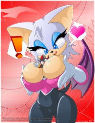 blue_eyes breasts_squeezed_together breasts couple giantess red_eyes rouge_the_bat shadow_the_hedgehog sitting sonic_(series) rating:Explicit score:5 user:dzv