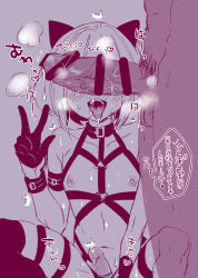  2boys animal_ears bar_censor belt between_legs blush bondage_outfit cat_ears censored choker covered_eyes crossdressing drooling erection fake_animal_ears gloves half_gloves hand_between_legs kisekisaki large_penis limited_palette lio_fotia male_pubic_hair multiple_belts multiple_boys navel nipples open_mouth out_of_frame penis penis_awe penis_on_face penis_over_eyes promare pubic_hair revealing_clothes short_hair simple_background spread_legs squatting steam sweat testicles thigh_strap thought_bubble tongue tongue_out translated trap v veins veiny_penis wristband yaoi  rating:Explicit score:131 user:danbooru